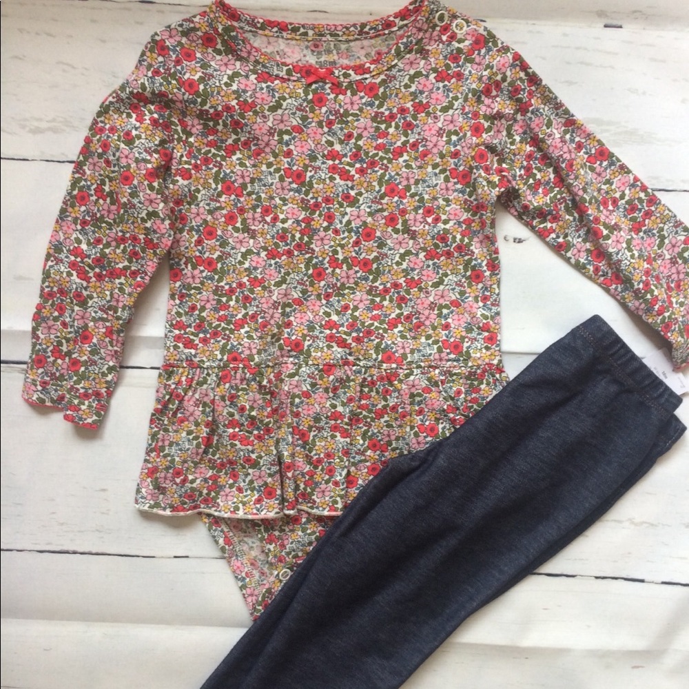 Carter's 18 Month Floral Onesie & Jegging Outfit